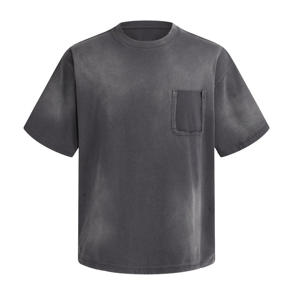 Swirl Dyed Distressed Pocket Loose Fit Crew Tee