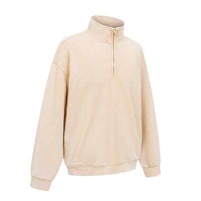 Distressed Wash Comfort Zip Pullover Sweatshirt