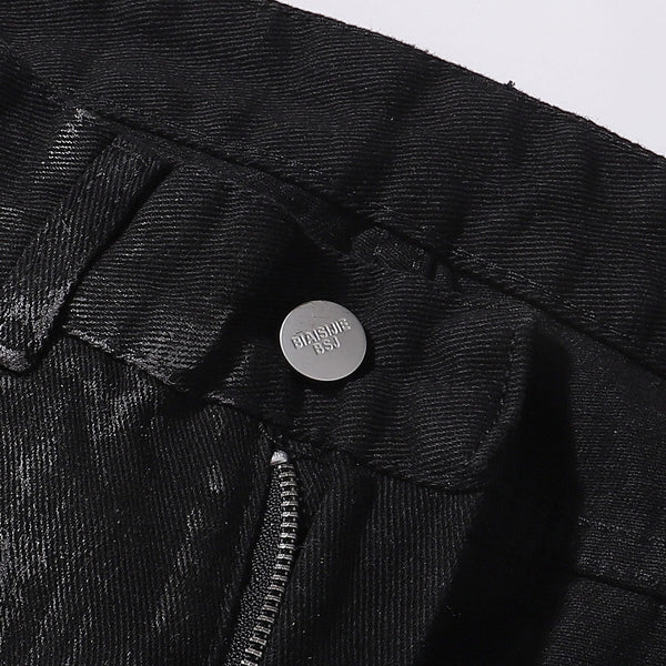 Black Rhinestone Star Appliqué Denim Jeans