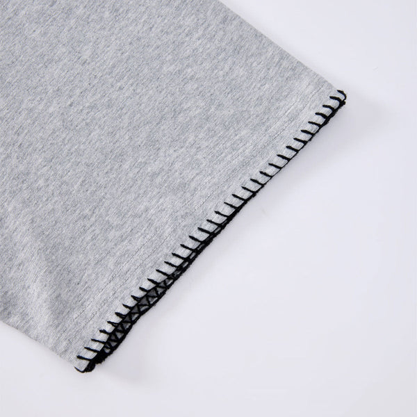 Oversized Minimal Tee Raw Edge Contrast Stitching