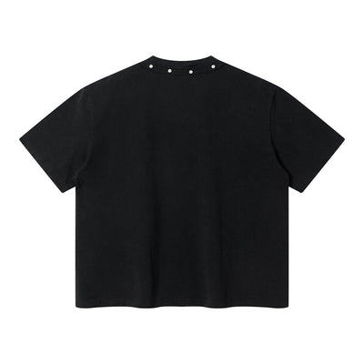 Rivet Detail Washed Boxy Fit T-Shirt
