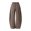 Vintage Washed Curved Panel Wide Drawstring Pants