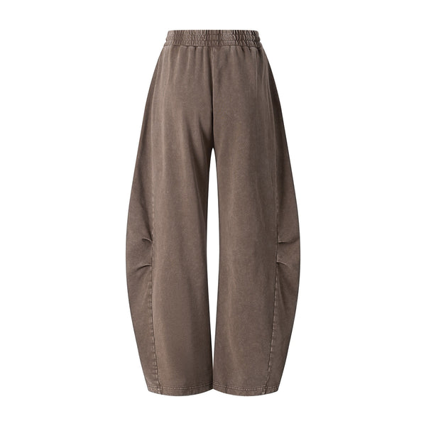 Vintage Washed Curved Panel Wide Drawstring Pants