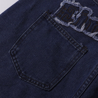 Vintage Style Embroidered Washed Wide Leg Pants