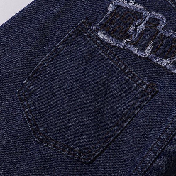 Vintage Style Embroidered Washed Wide Leg Pants