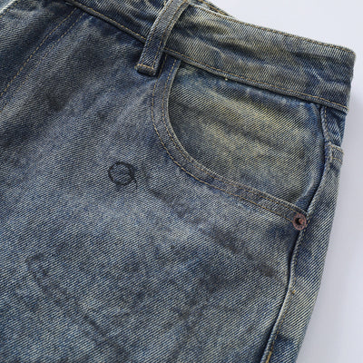 Vintage Washed Ripped Wide-Leg Jeans