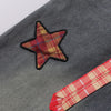 Plaid Trim Star Patched Wide Leg Denim Jeans