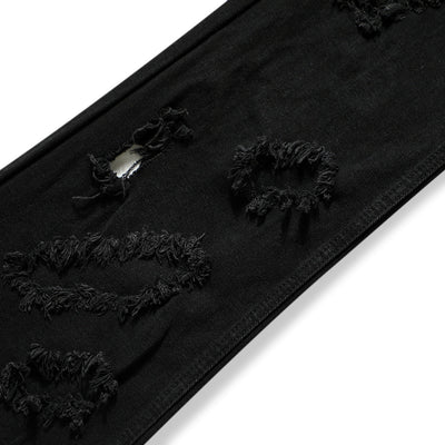 Distressed Black Ripped Flared Jeans