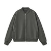 Solid Zip-Front Fleece Bomber Jacket