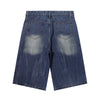 Vintage Washed Distressed Faded Denim Shorts