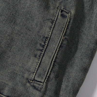 Bold Stitching Distressed Denim Jacket