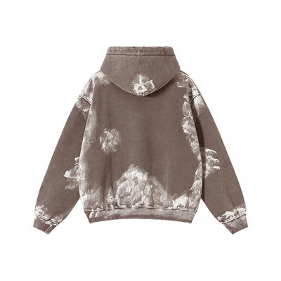 Distressed Edge Painted Graphic Washed Hoodie
