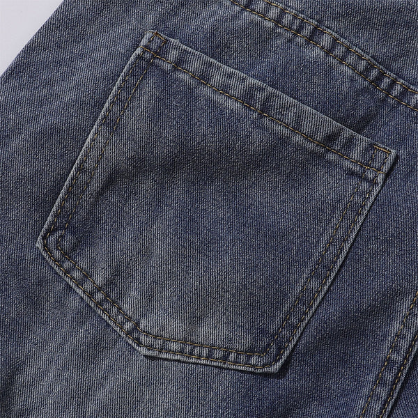 Embroidered Patch Denim Cargo Jeans with Striped Detail