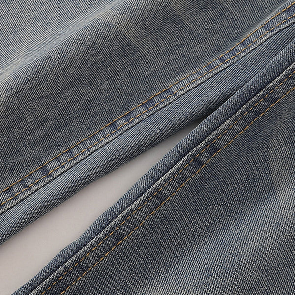 Wide Leg Pinstripe Detail Denim Jeans