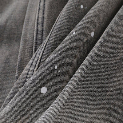 Paint Splatter Panel Stitching Barrel-Leg Jeans