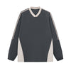 Contrast Stripes Two-Tone V-Neck Sweatshirt