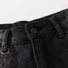 Black Wash Leopard-Print Wide-Leg Jeans