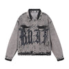 "BODY" Graphic Distressed Denim Jacket