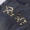 Leopard Star Patch Wide-Leg Denim Jeans