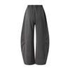 Vintage Washed Curved Panel Wide Drawstring Pants