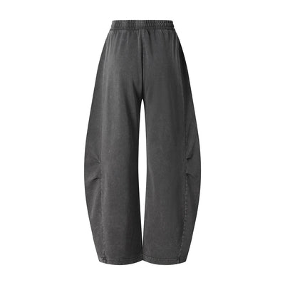Vintage Washed Curved Panel Wide Drawstring Pants