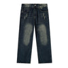 Straight Leg Distressed Denim Jeans