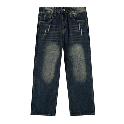 Straight Leg Distressed Denim Jeans