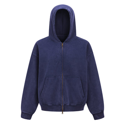 Vintage Oversized Full Zip Kangaroo Pocket Hoodie