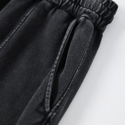 Streetwear Distressed Curved Panel Straight-Leg Pants