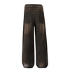 Acid Wash Destroyed Wide-Leg Jeans