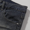 Distressed Dark Denim Vintage Wash Flared Jeans