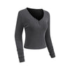 Long-Sleeve Ribbed Henley Top 275gsm