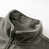 Stand Collar Panel Detail Washed Zip Up Sweatshirt