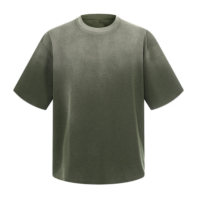 Waffle Knit Spray Dyed Distressed Raw Edge Tee