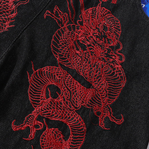 Shibuya Dragon Embroidered Wide Leg Jeans