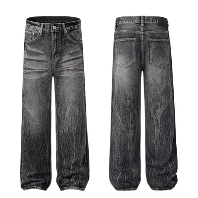 Vintage Black Wrinkle Wash Baggy Jeans