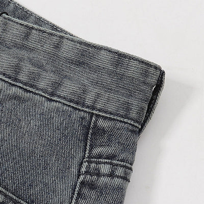 Vintage Wash Wide Leg Denim Jeans