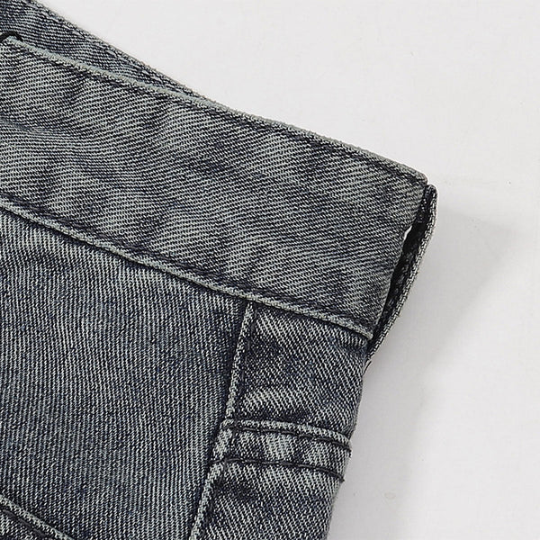 Vintage Wash Wide Leg Denim Jeans