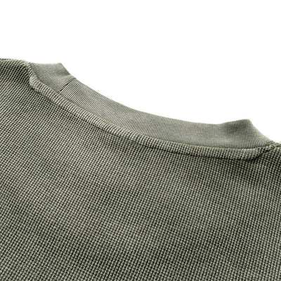 Waffle Knit Spray Dyed Distressed Raw Edge Tee