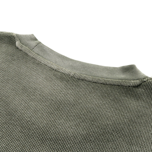 Waffle Knit Spray Dyed Distressed Raw Edge Tee