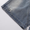 Distressed Ripped Panel Stitching Streetwear Denim Shorts