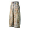 Muddy Wash Panel Stitching Barrel-Leg Jeans