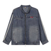 Stand Collar Zip-Up Washed Denim Jacket