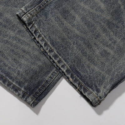 Decorative Rope Dark Wash Vintage Wide Leg Jeans