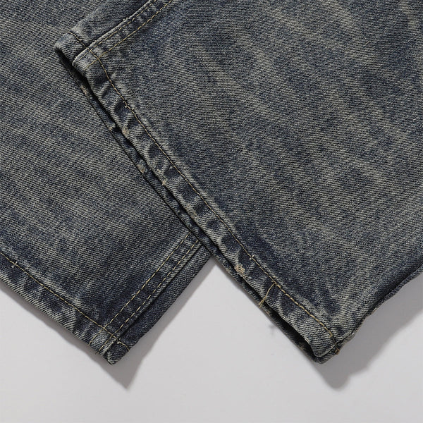 Decorative Rope Dark Wash Vintage Wide Leg Jeans