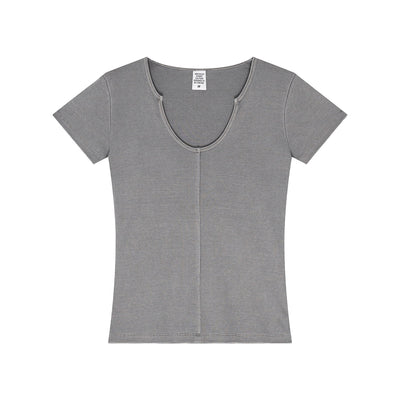Fitted Rib-Knit V Neck T-Shirt 275gsm