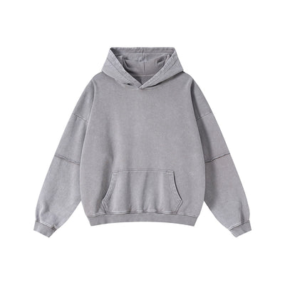 Two-Layer Sleeve Acid Washed Cotton Hoodie