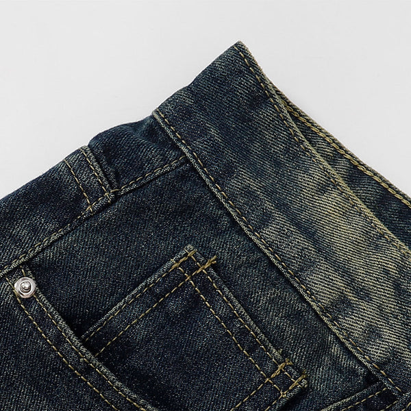 Straight Leg Distressed Denim Jeans