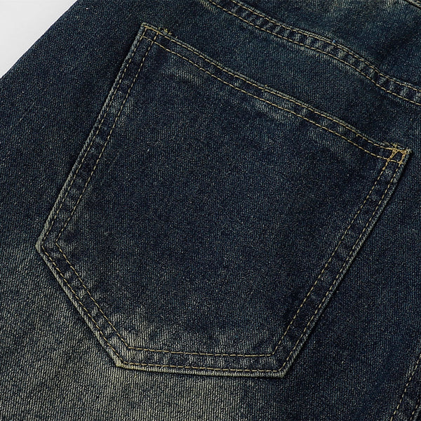 Straight Leg Distressed Denim Jeans
