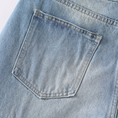 Light Blue Ripped Wide-Leg Jeans